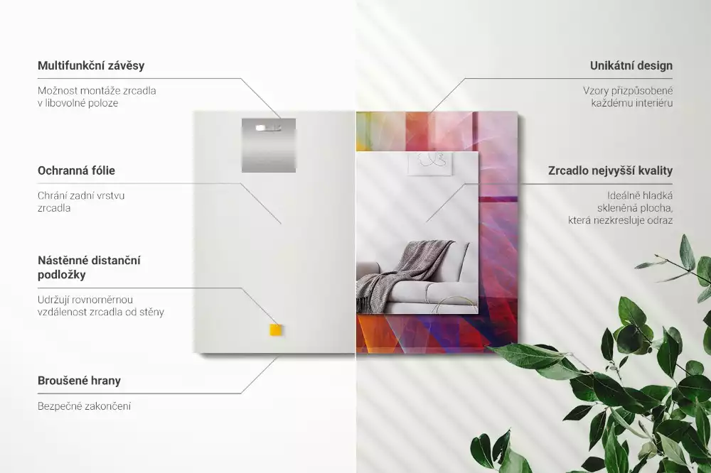 Lustro dekoracyjne z nadrukiem przedstawiającym kolorową abstrakcyjną spiralę