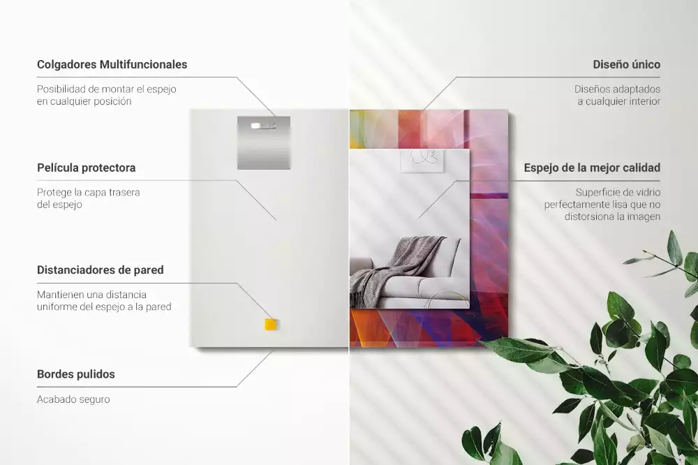 Lustro dekoracyjne z nadrukiem przedstawiającym kolorową abstrakcyjną spiralę