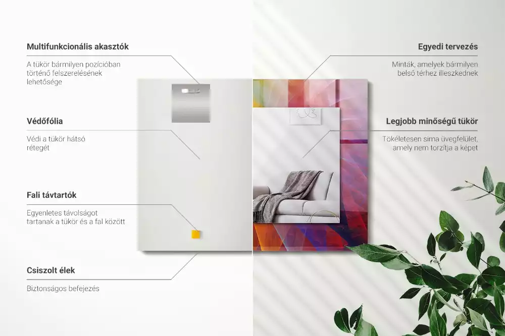 Lustro dekoracyjne z nadrukiem przedstawiającym kolorową abstrakcyjną spiralę