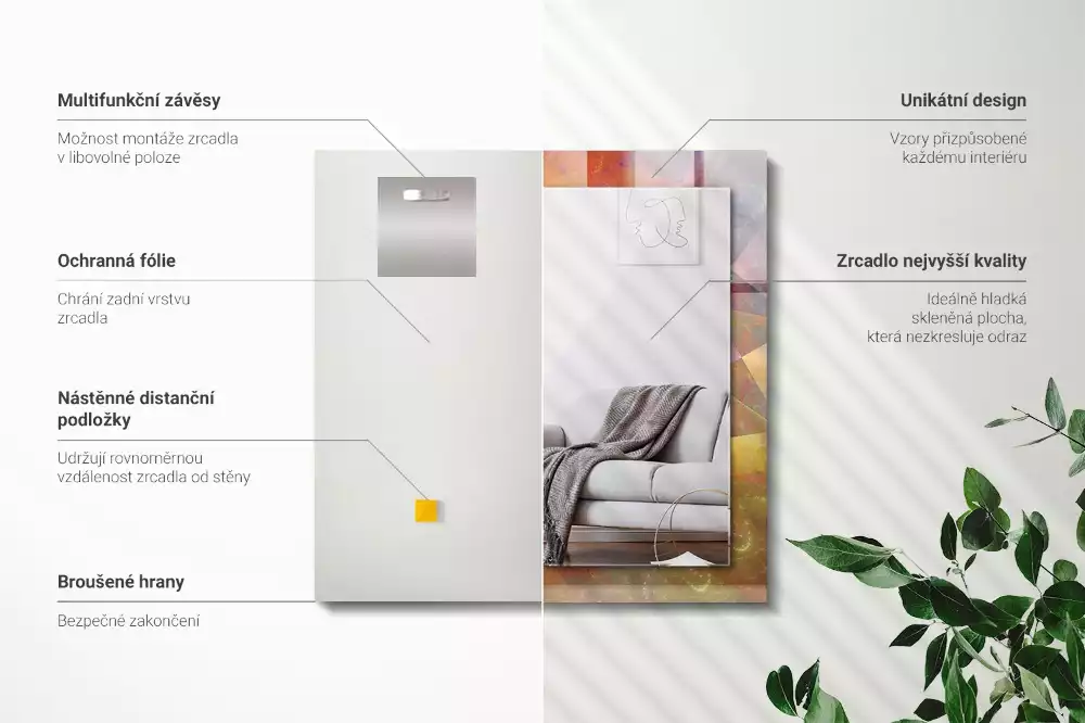 Lustro dekoracyjne z motywem kolorowej spirali fraktalnej