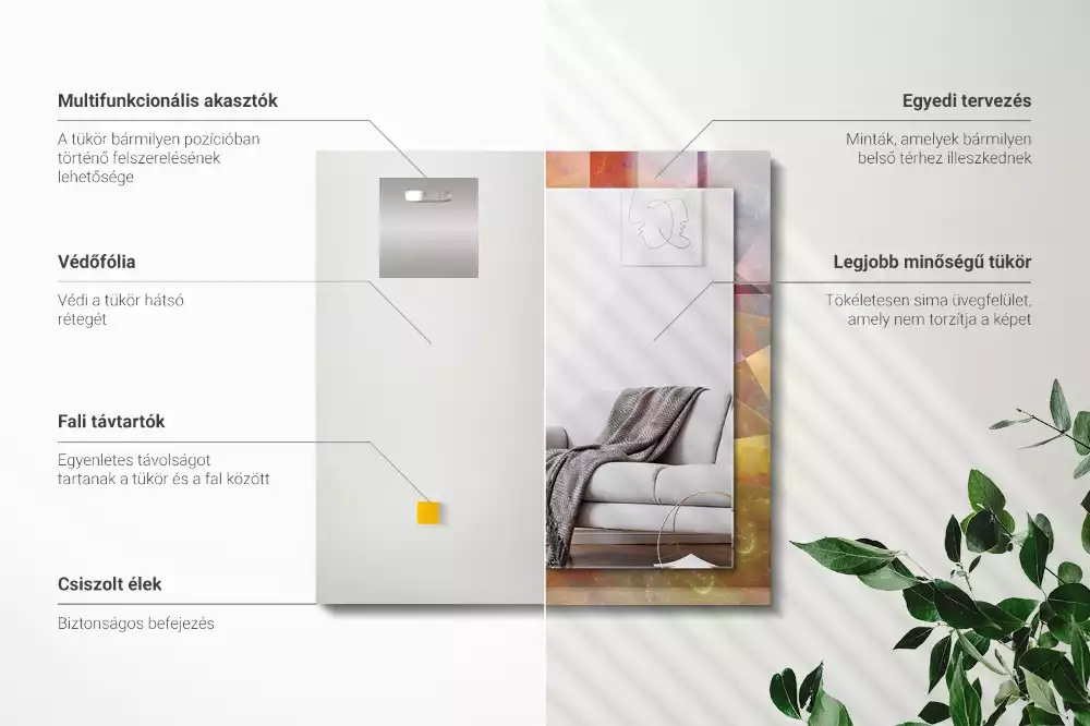 Lustro dekoracyjne z motywem kolorowej spirali fraktalnej