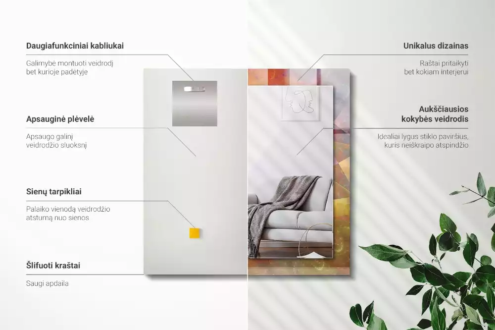 Lustro dekoracyjne z motywem kolorowej spirali fraktalnej