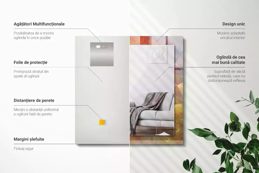 Lustro dekoracyjne z motywem kolorowej spirali fraktalnej