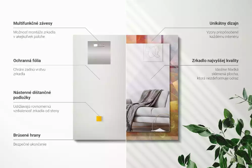 Lustro dekoracyjne z motywem kolorowej spirali fraktalnej