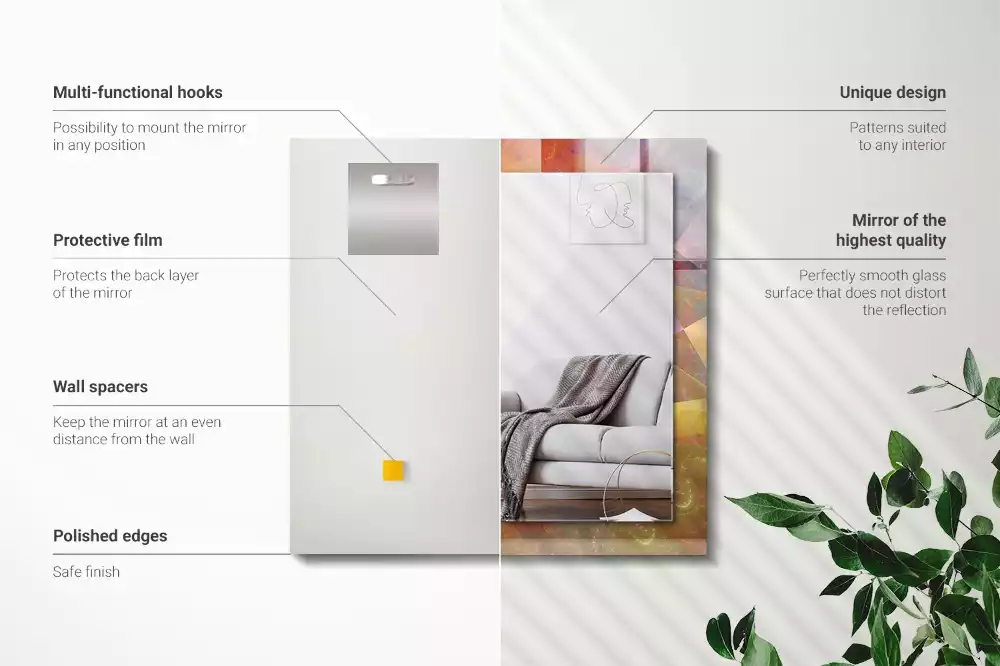 Lustro dekoracyjne z motywem kolorowej spirali fraktalnej