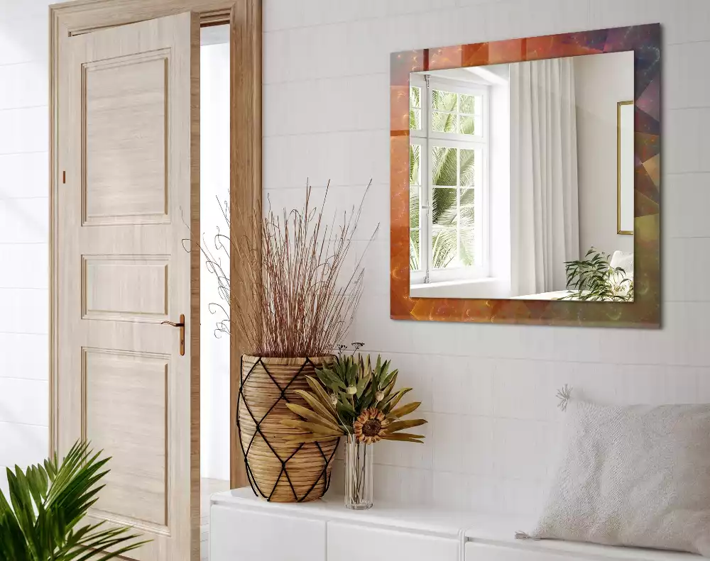 Lustro dekoracyjne z motywem kolorowej spirali fraktalnej