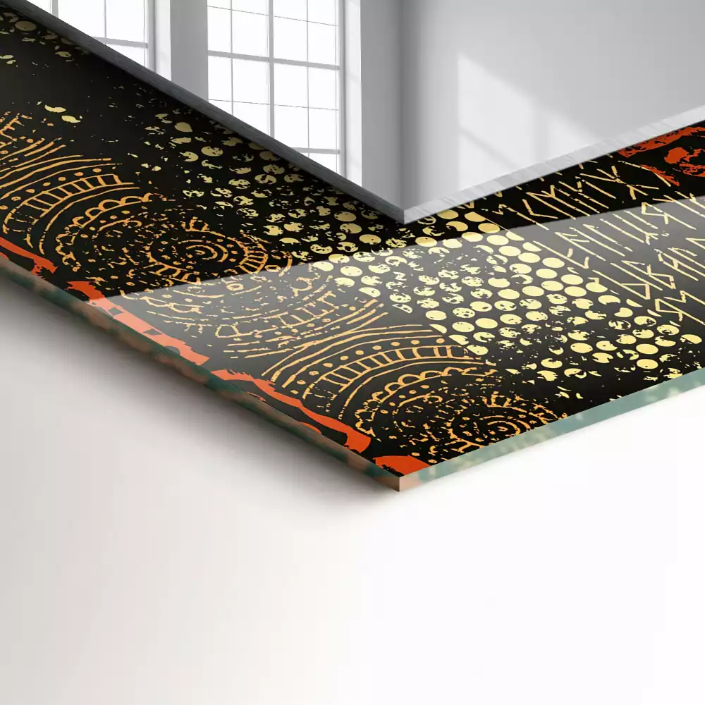 Lustro prostokątne z nadrukiem w motyw etniczny