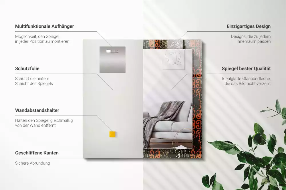 Lustro prostokątne z nadrukiem w motyw etniczny