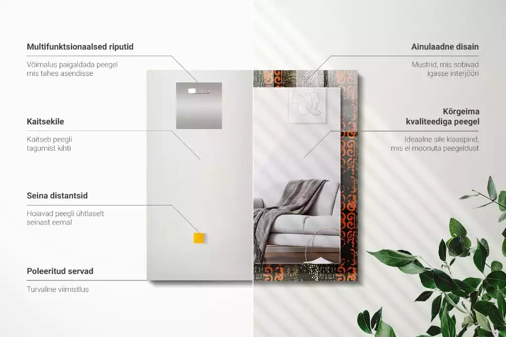 Lustro prostokątne z nadrukiem w motyw etniczny