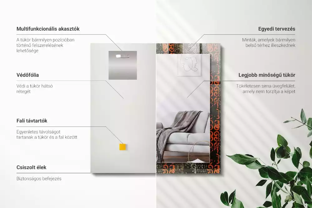 Lustro prostokątne z nadrukiem w motyw etniczny