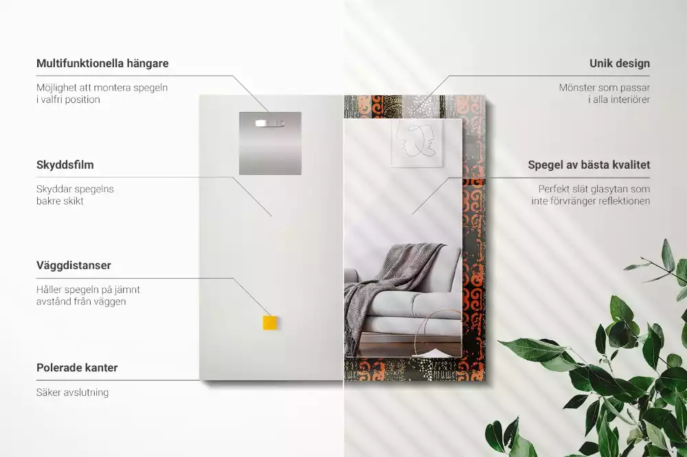 Lustro prostokątne z nadrukiem w motyw etniczny