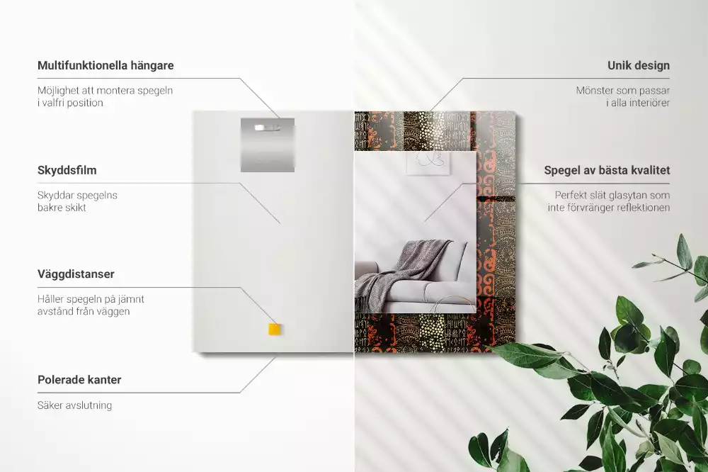 Lustro prostokątne z nadrukiem w motyw etniczny