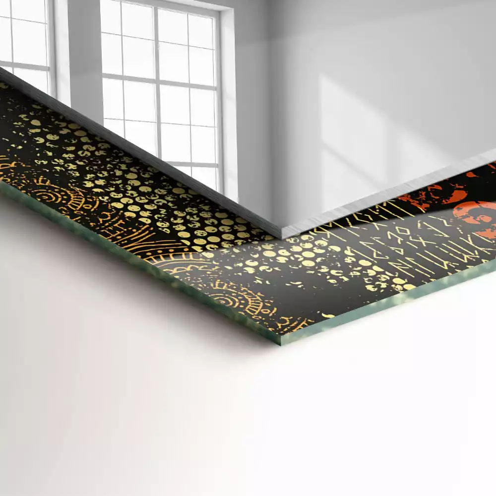 Lustro prostokątne z nadrukiem w motyw etniczny