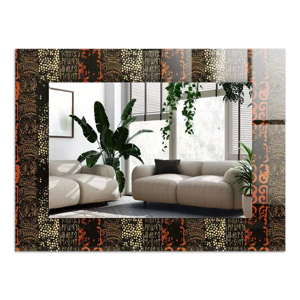 Lustro prostokątne z nadrukiem w motyw etniczny