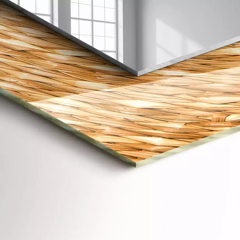 Lustro dekoracyjne prostokątne z plecionką z wikliny