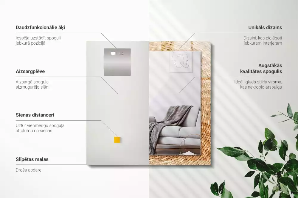 Lustro dekoracyjne prostokątne Plecionka z wikliny