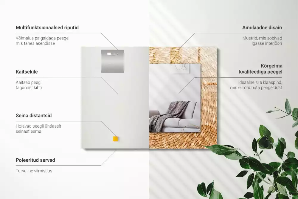 Lustro dekoracyjne prostokątne Plecionka z wikliny