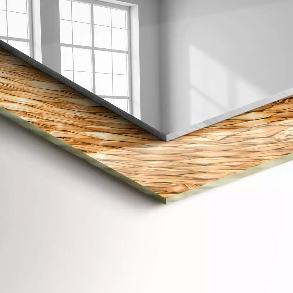 Lustro dekoracyjne prostokątne z plecionką z wikliny