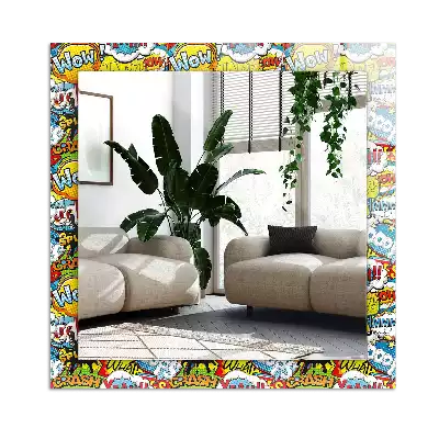 Lustro prostokątne z nadrukiem w kolorowe komiksowe dymki