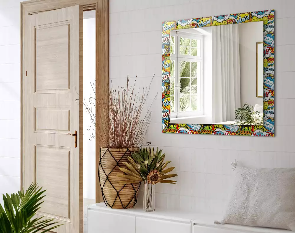 Lustro prostokątne z nadrukiem w kolorowe komiksowe dymki