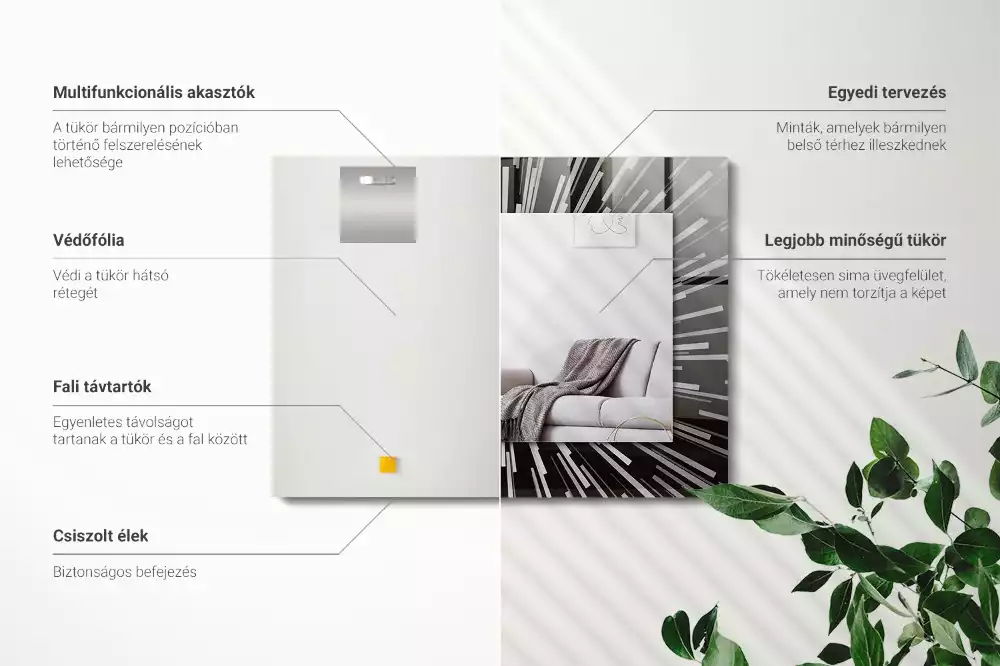 Lustro dekoracyjne prostokątne z nadrukiem o motywie efektu prędkości światła