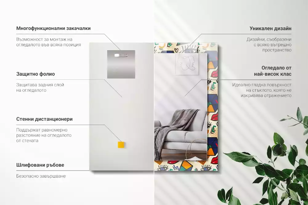 Lustro dekoracyjne w kształcie oczu i ust