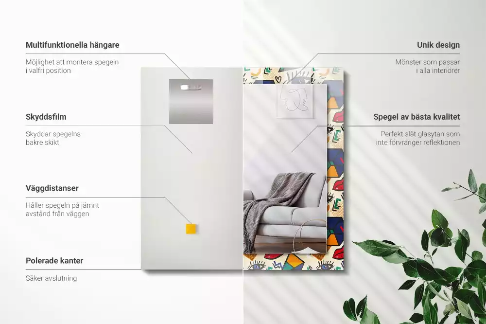 Lustro dekoracyjne w kształcie oczu i ust