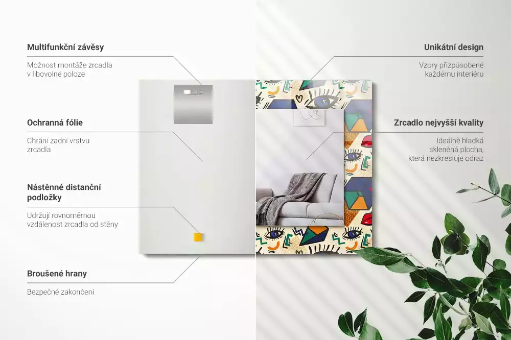 Lustro dekoracyjne w kształcie oczu i ust