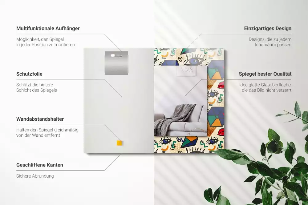 Lustro dekoracyjne w kształcie oczu i ust