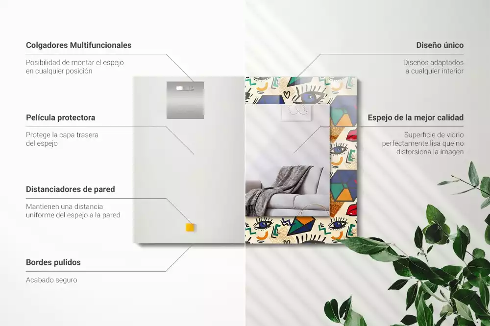 Lustro dekoracyjne w kształcie oczu i ust