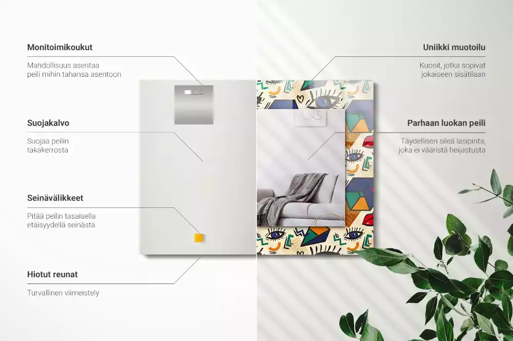 Lustro dekoracyjne w kształcie oczu i ust