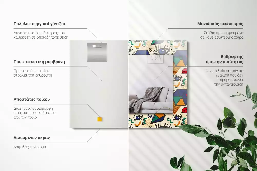 Lustro dekoracyjne w kształcie oczu i ust