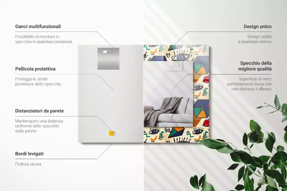 Lustro dekoracyjne w kształcie oczu i ust