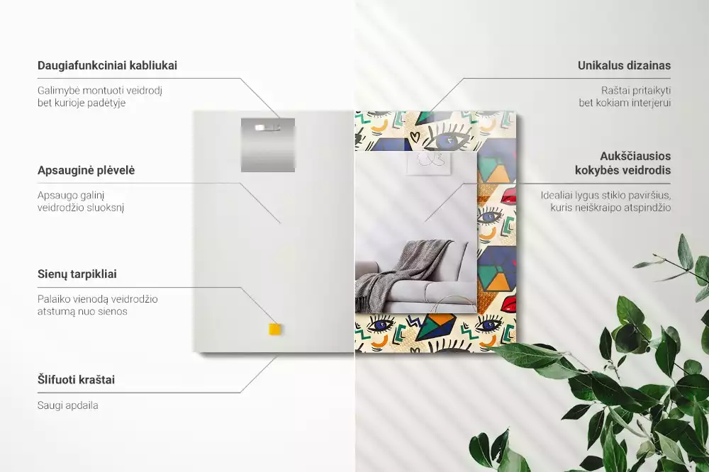 Lustro dekoracyjne w kształcie oczu i ust