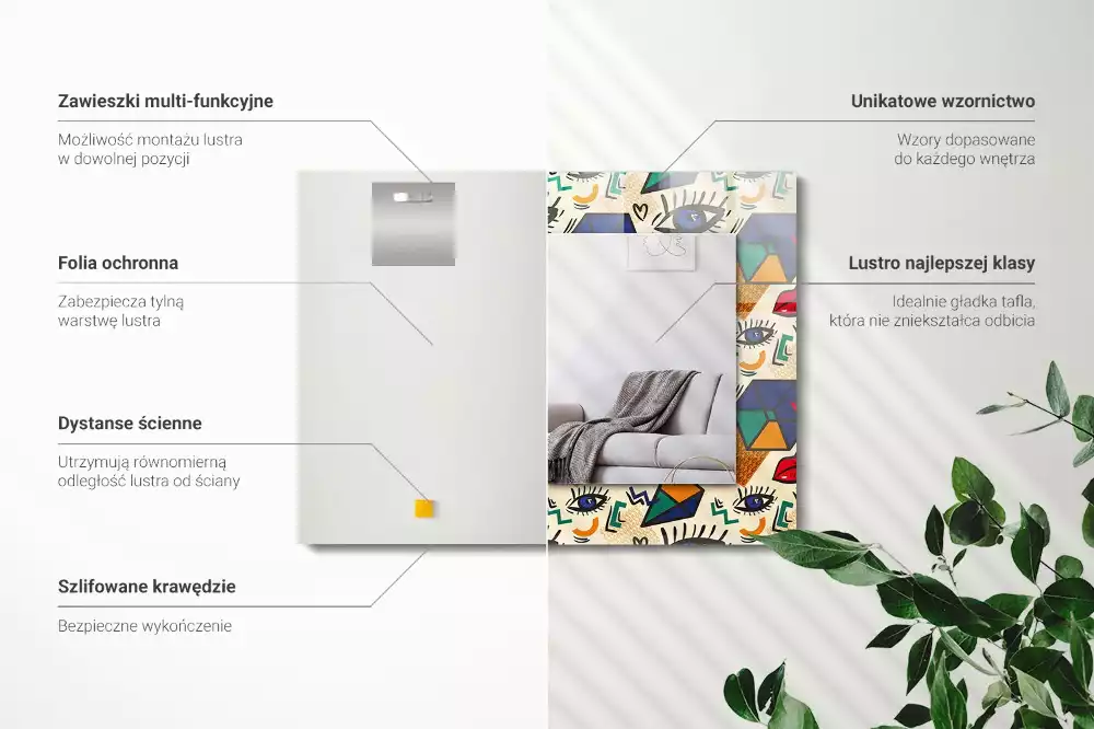 Lustro dekoracyjne w kształcie oczu i ust