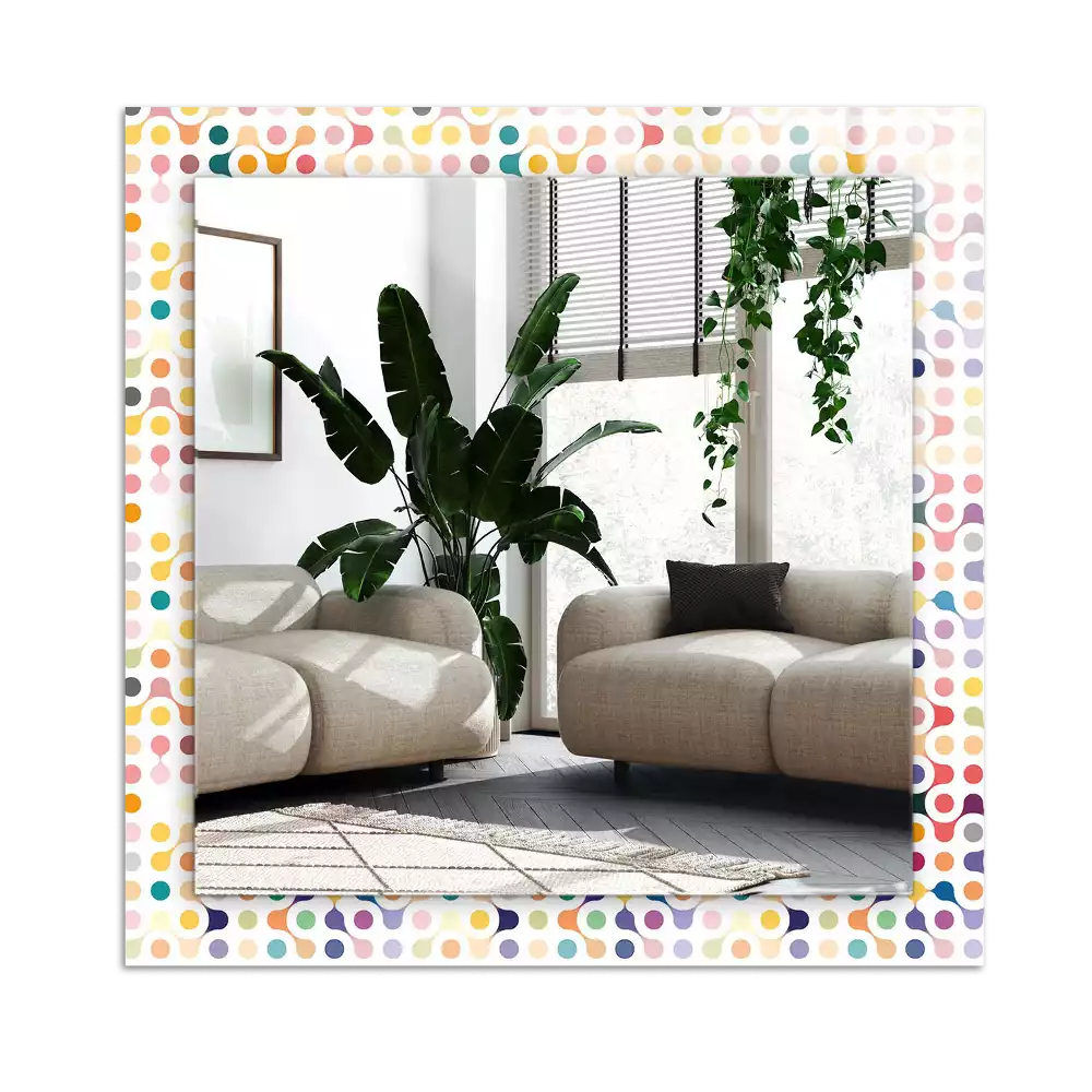 Lustro dekoracyjne prostokątne z nadrukiem w kolorowy wzór geometryczny