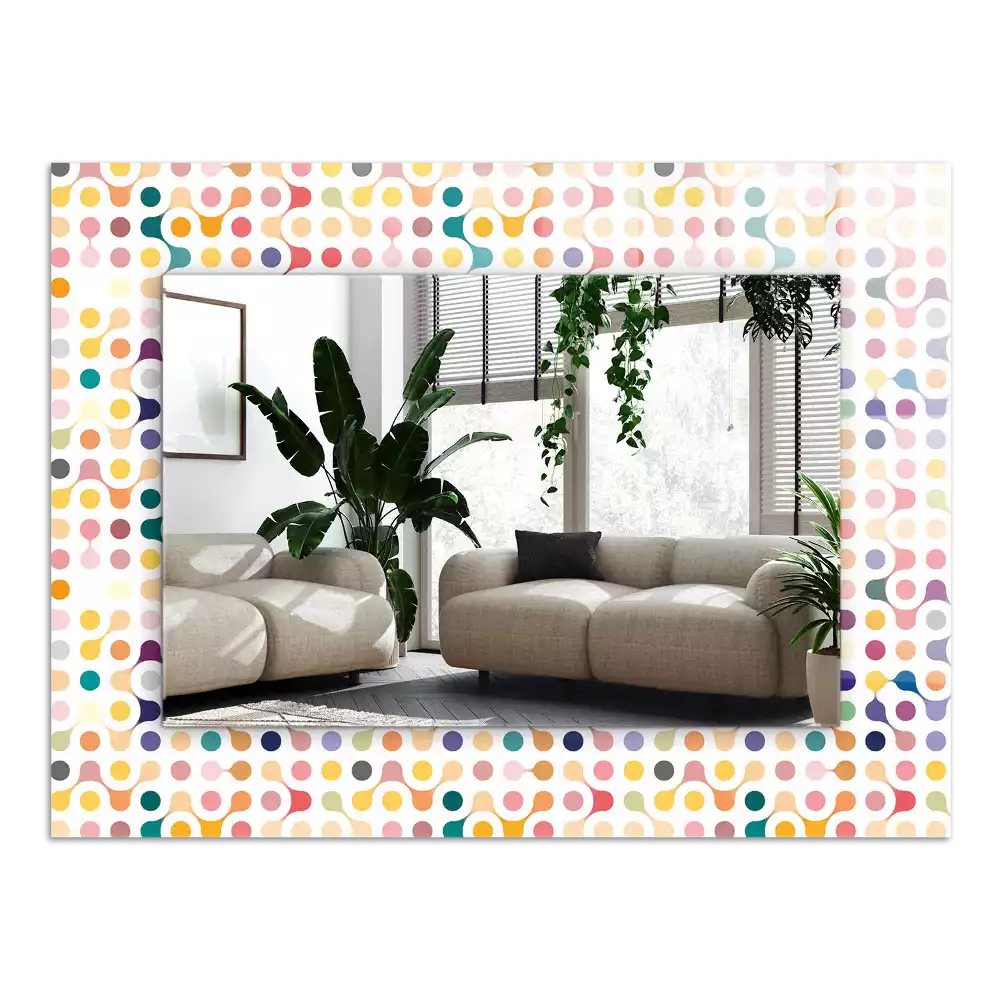 Lustro dekoracyjne prostokątne z nadrukiem w kolorowy wzór geometryczny