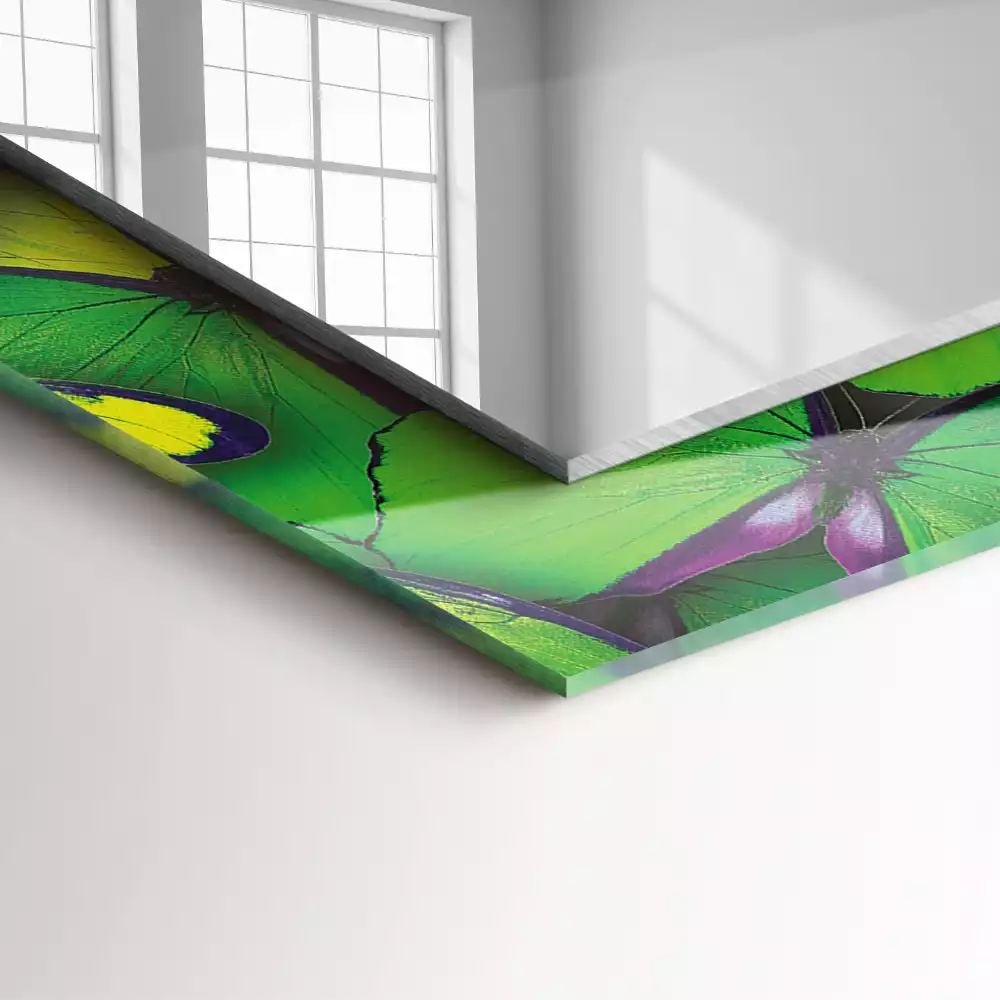 Lustro dekoracyjne w motywem niebieskich i zielonych motyli