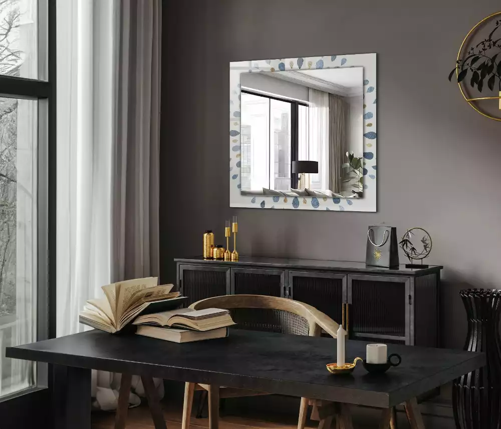 Lustro prostokątne z nadrukiem w abstrakcyjny wzór mandali