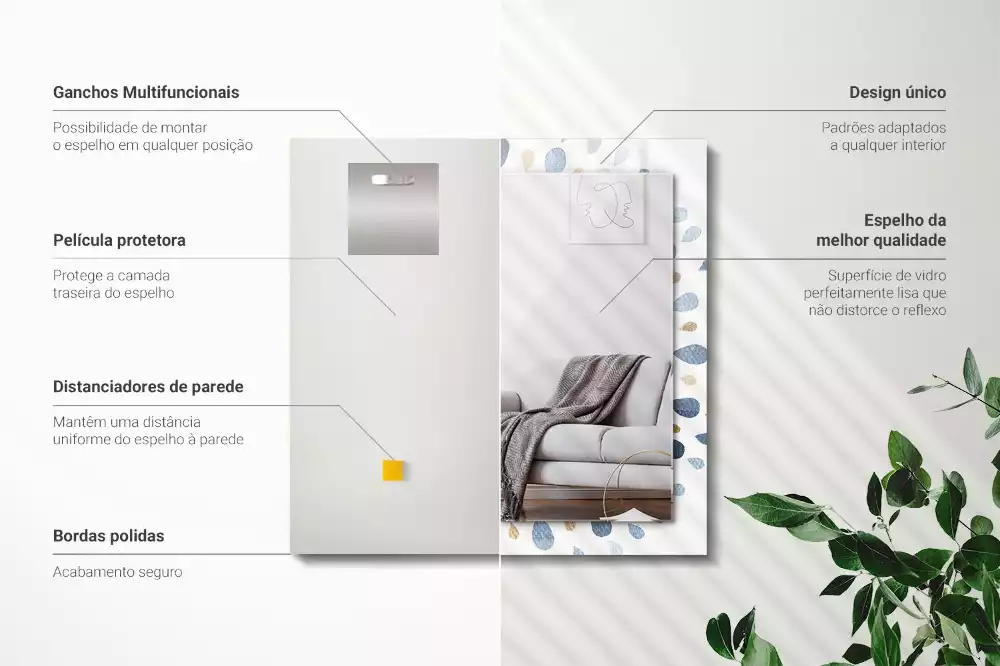 Lustro prostokątne z nadrukiem w abstrakcyjny wzór mandali