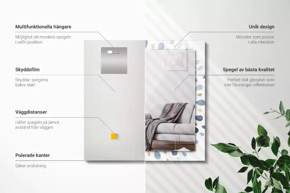 Lustro prostokątne z nadrukiem w abstrakcyjny wzór mandali