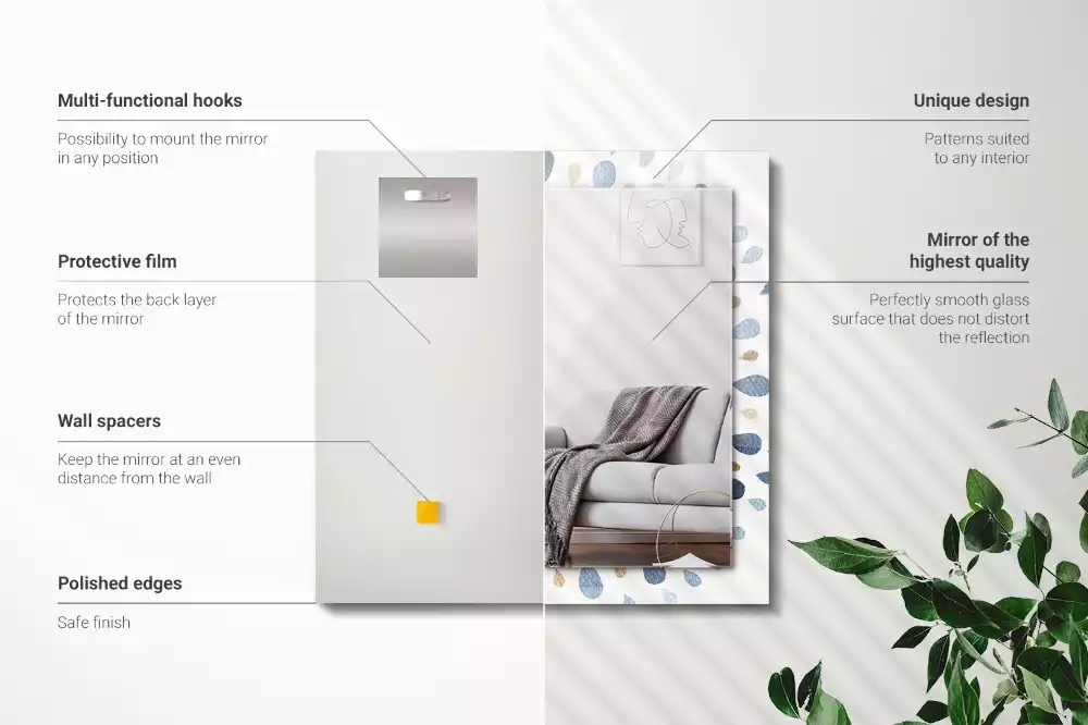 Lustro prostokątne z nadrukiem w abstrakcyjny wzór mandali