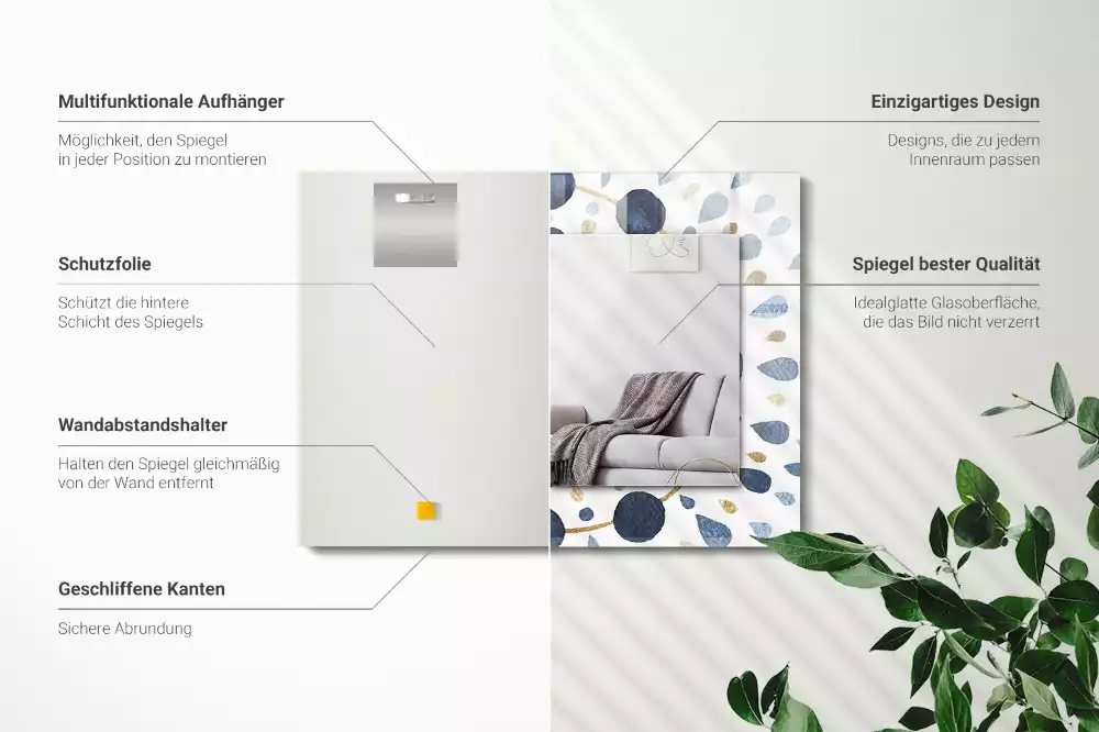 Lustro prostokątne z nadrukiem w abstrakcyjny wzór mandali