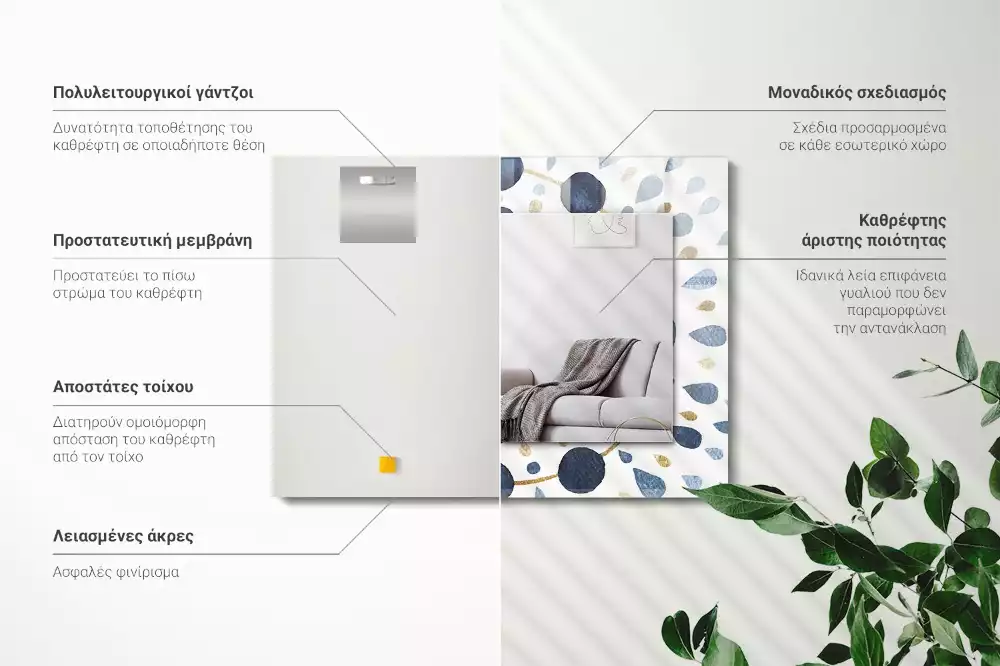 Lustro prostokątne z nadrukiem w abstrakcyjny wzór mandali