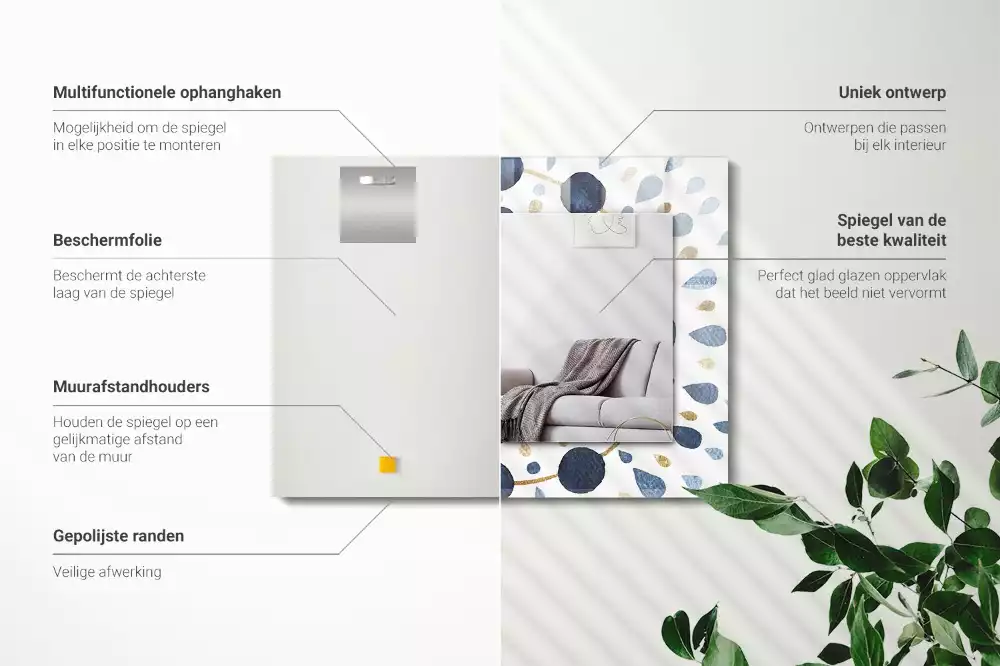 Lustro prostokątne z nadrukiem w abstrakcyjny wzór mandali