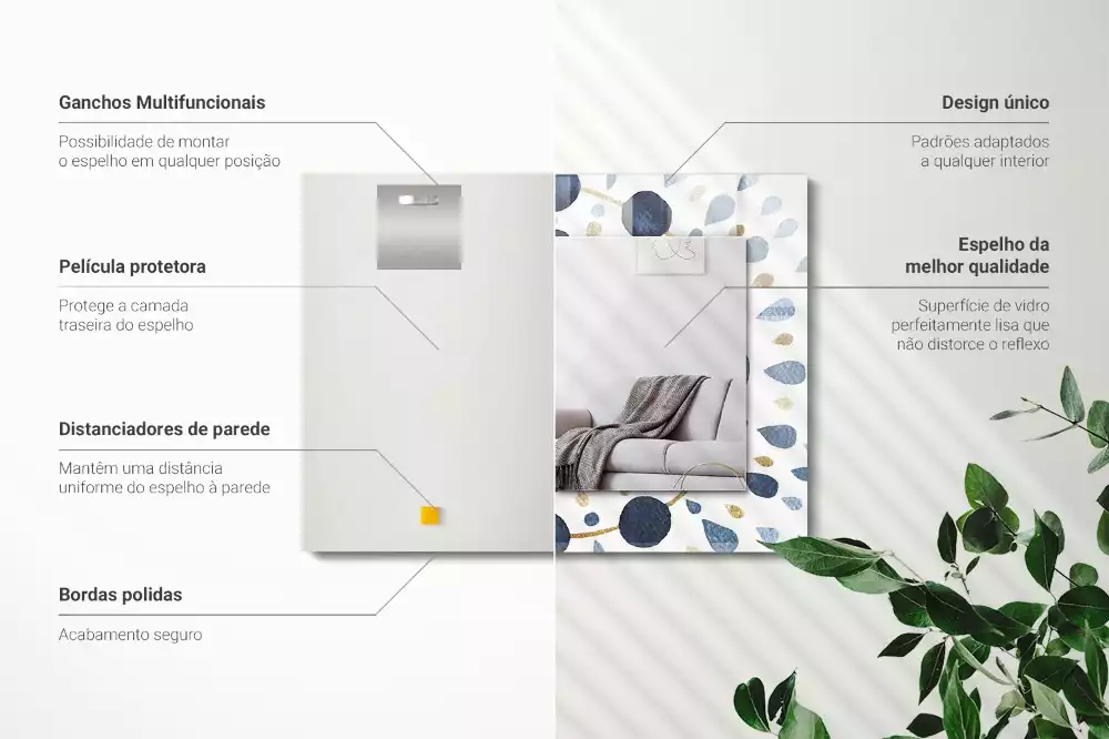 Lustro prostokątne z nadrukiem w abstrakcyjny wzór mandali