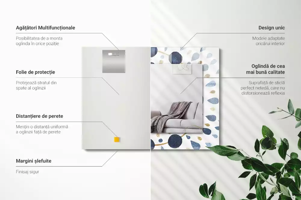 Lustro prostokątne z nadrukiem w abstrakcyjny wzór mandali