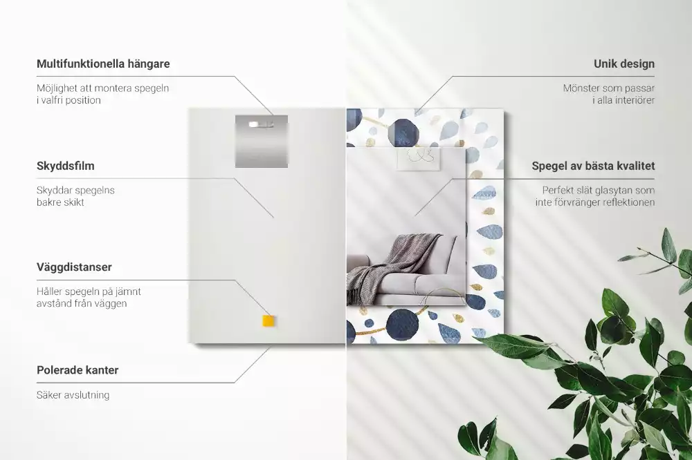 Lustro prostokątne z nadrukiem w abstrakcyjny wzór mandali