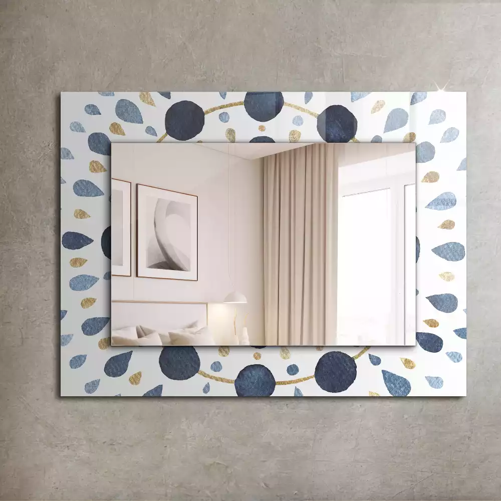 Lustro prostokątne z nadrukiem w abstrakcyjny wzór mandali