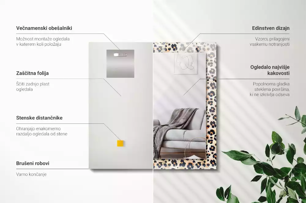 Lustro dekoracyjne z nadrukiem w motyw panterki